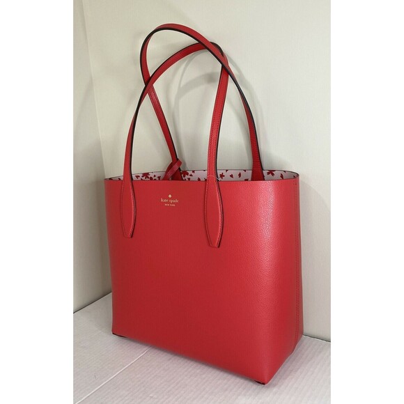 New Kate Spade Small Reversible Tote with Pouch Love Shack Red multi - Picture 7 of 7